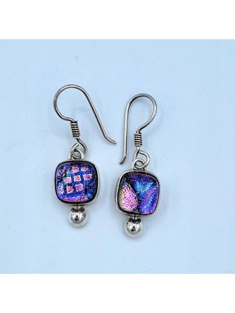 925 Silver Earrings Dichroic Glass #2458